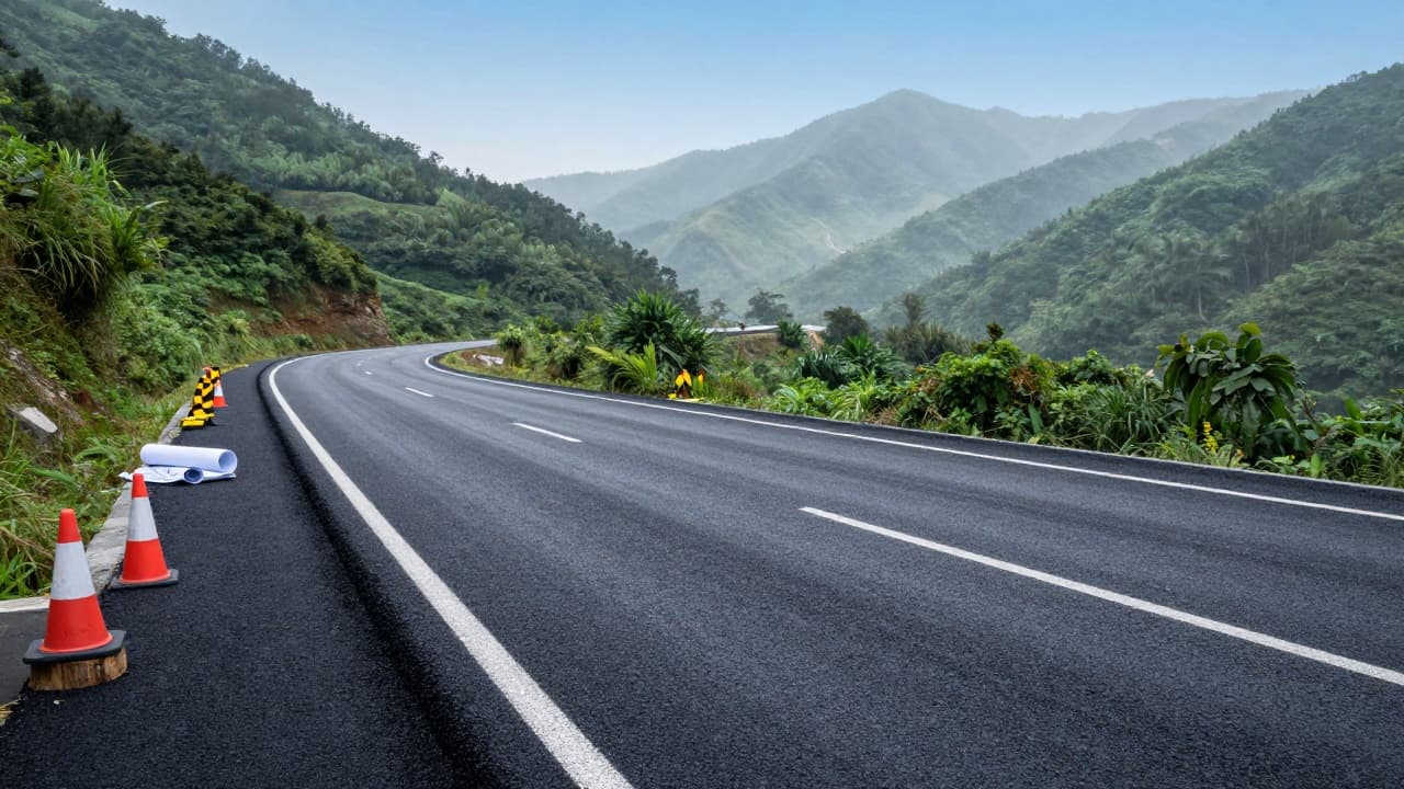 New asphalt on the mountain road