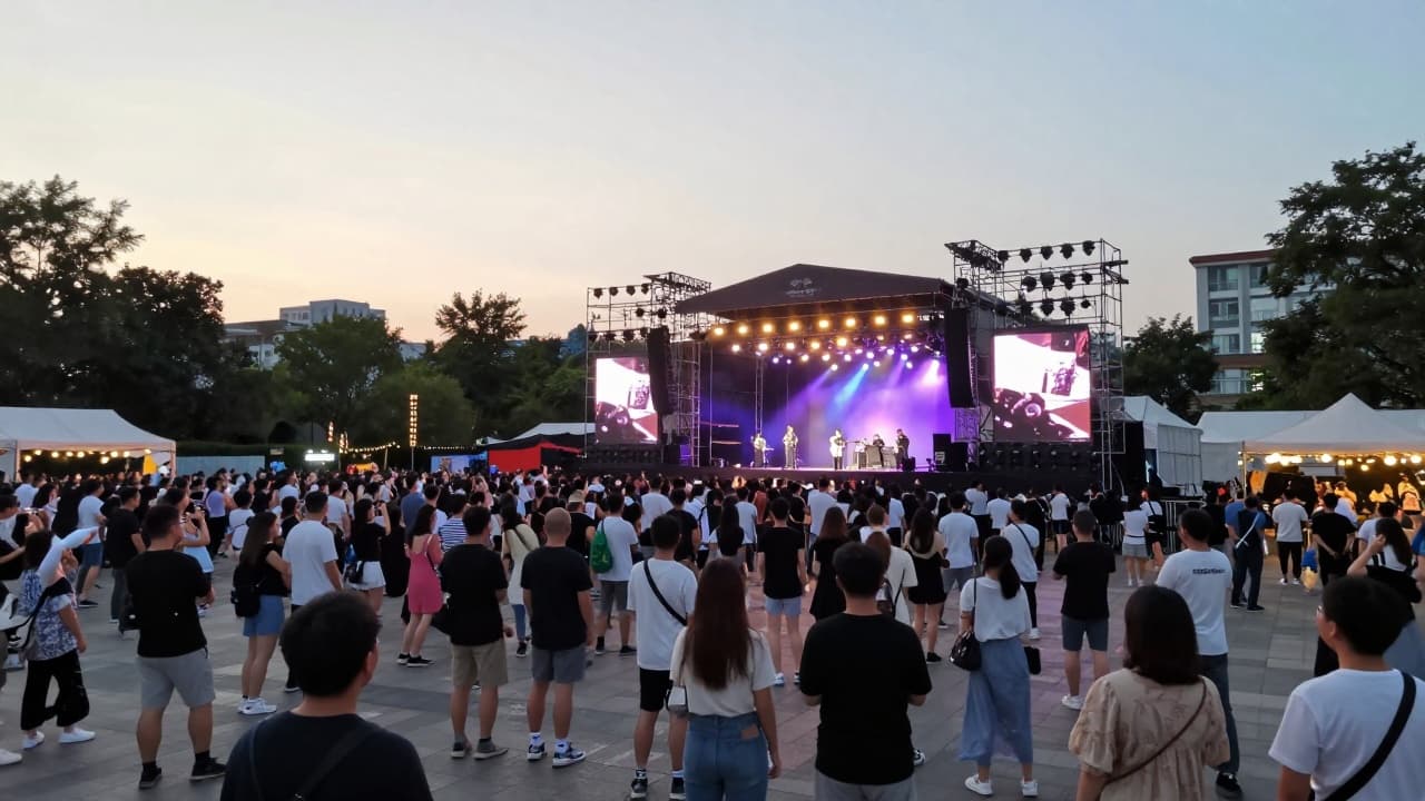 Full square with musical performance