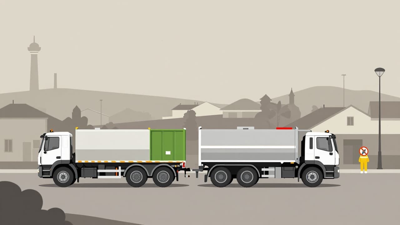 Industrial truck at the waste management site