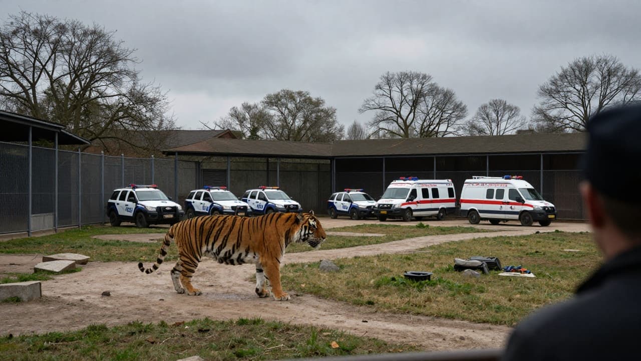 The tiger enclosure at the zoo