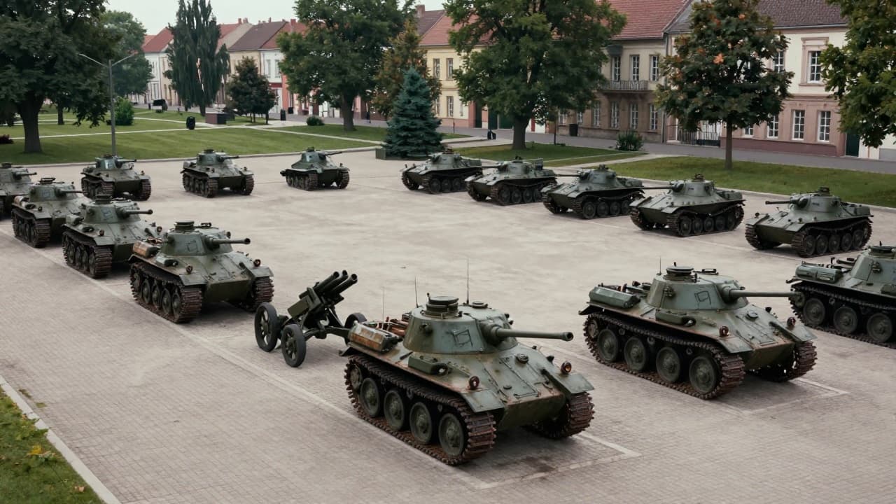 Heavy weaponry on open display