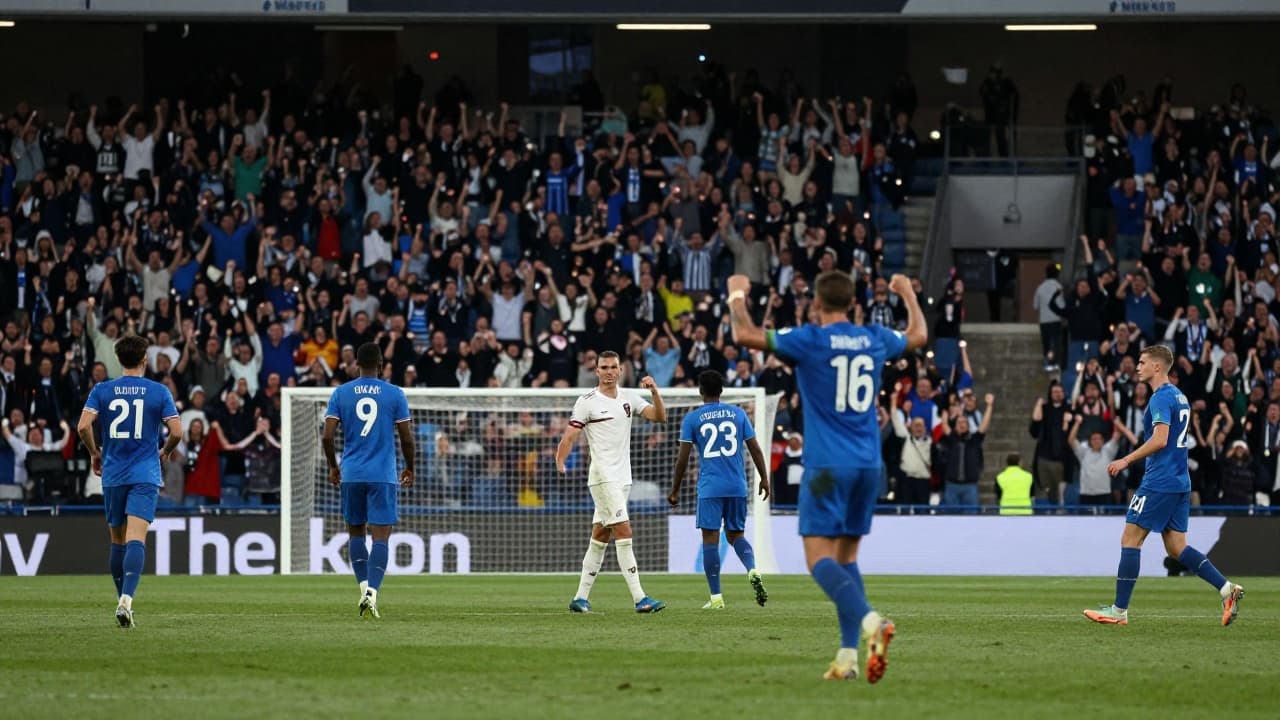 Dinamo players celebrate at Maksimir