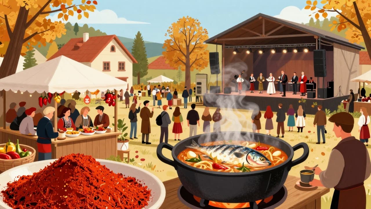 Zlatna crvena paprika u jesenjem Lug