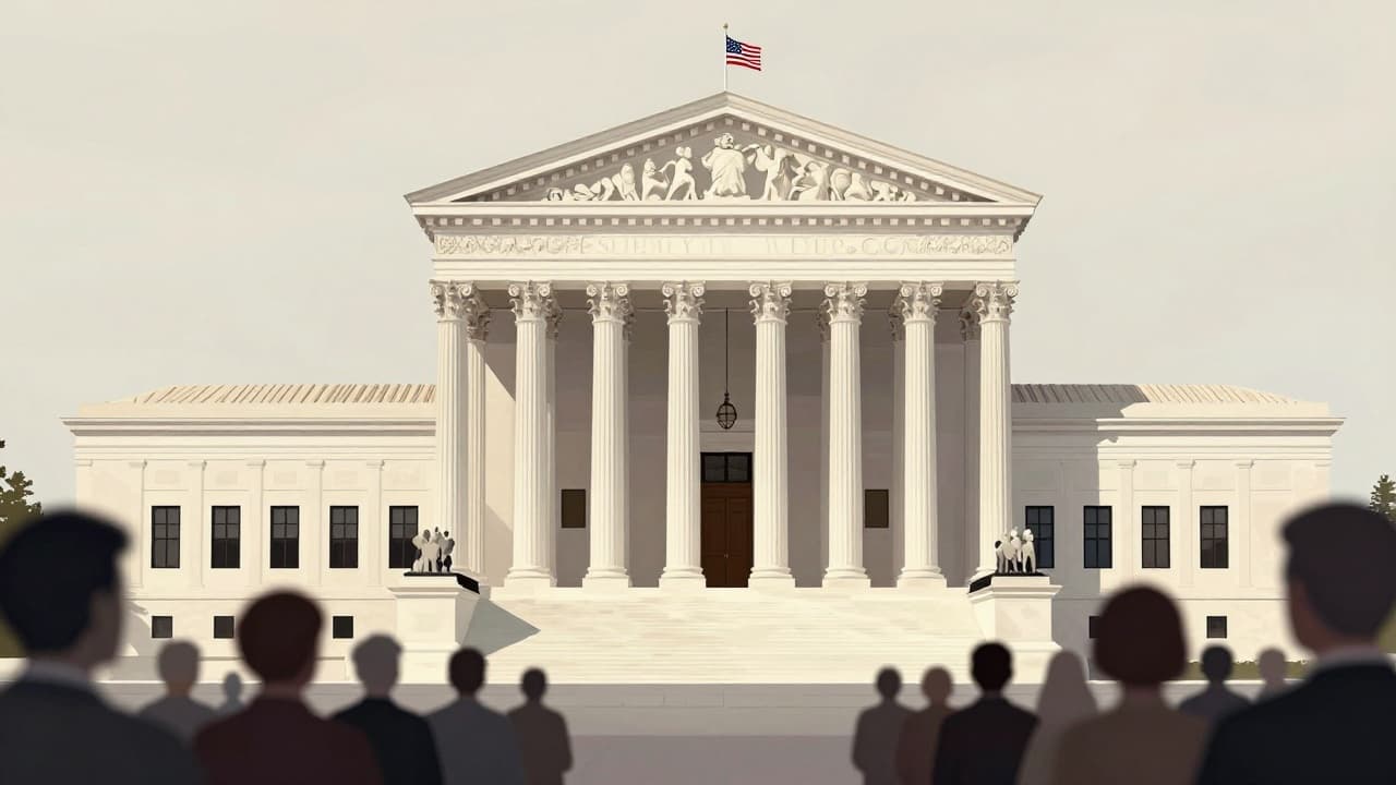 Supreme Court building and American flag