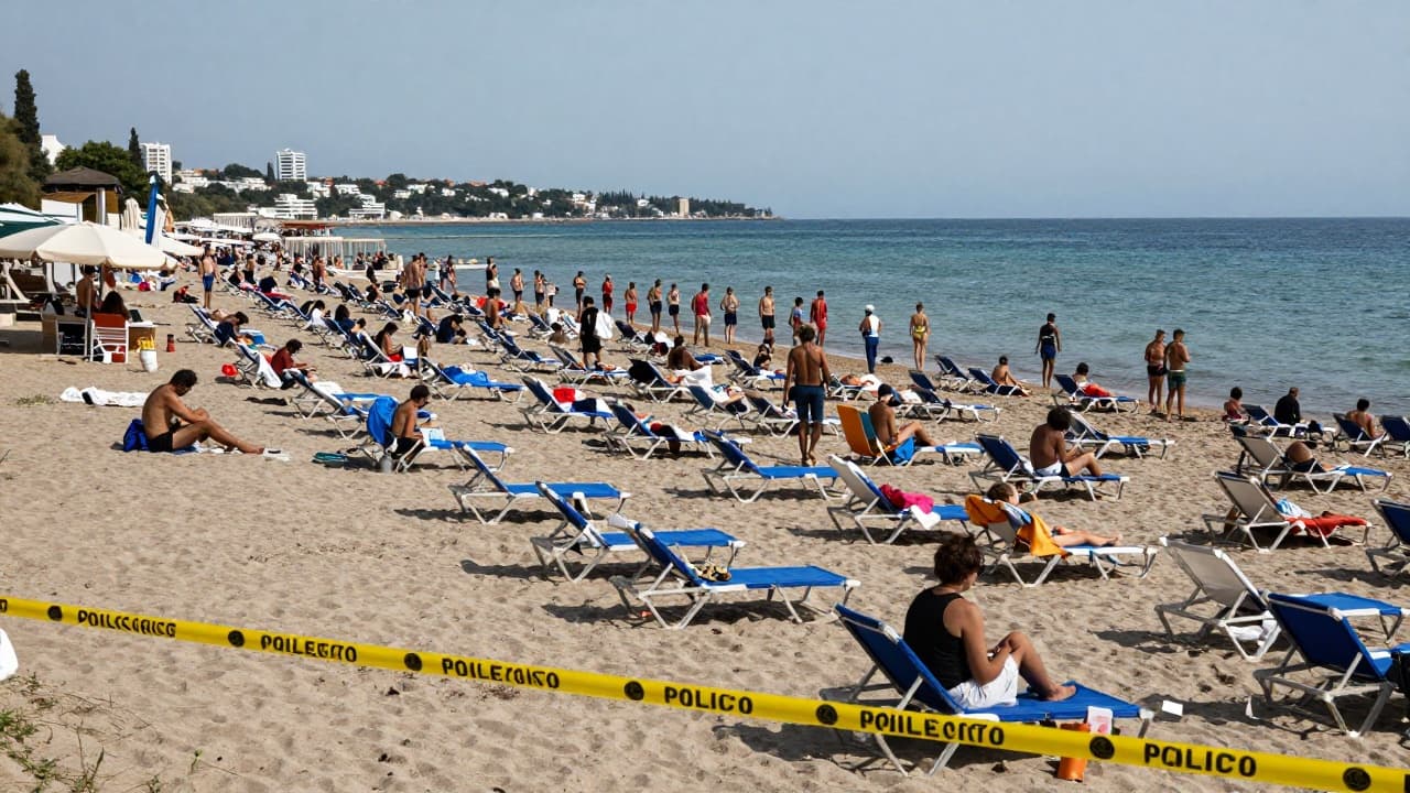 Prazna plaža s policajskom vrpcom
