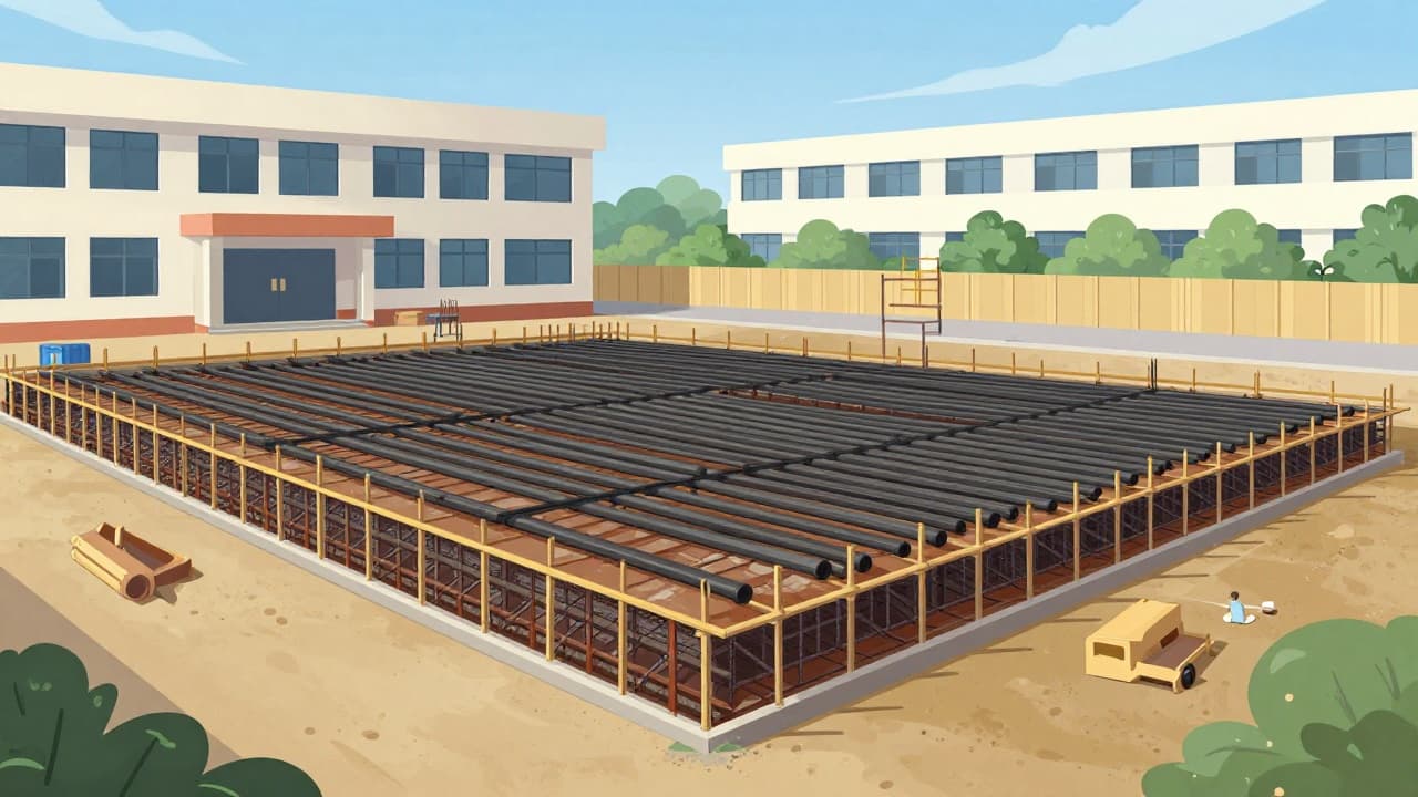 Depiction of foundation and construction work