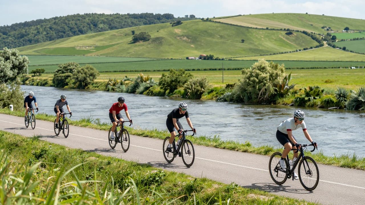 Cyclists on the road
