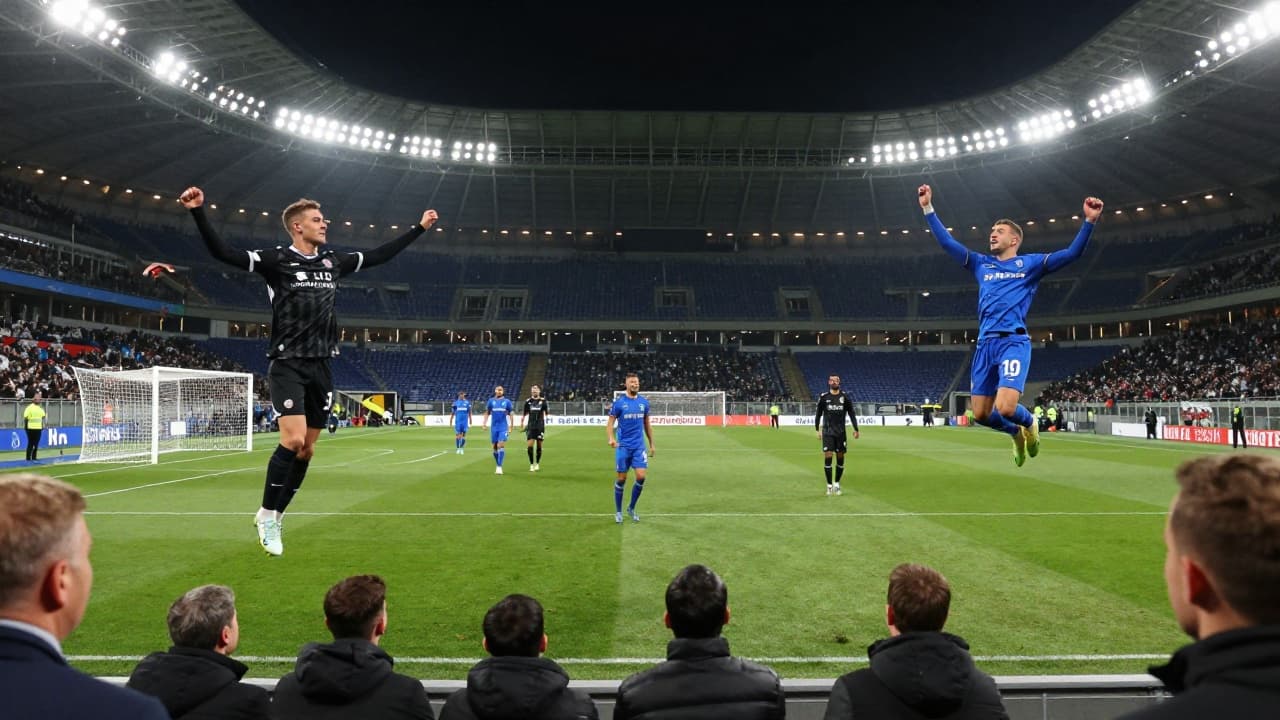 Players celebrate on the field