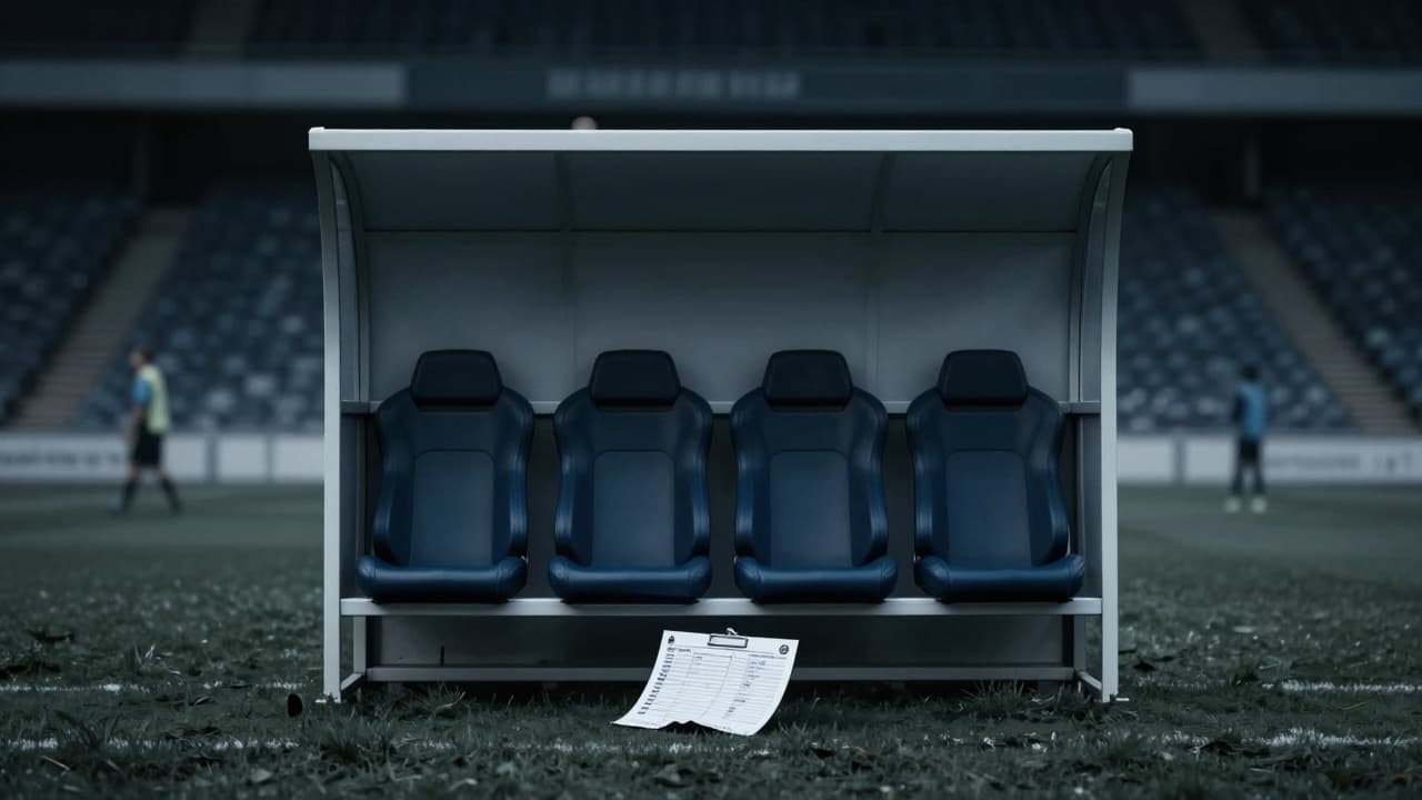 Empty bench on an empty field