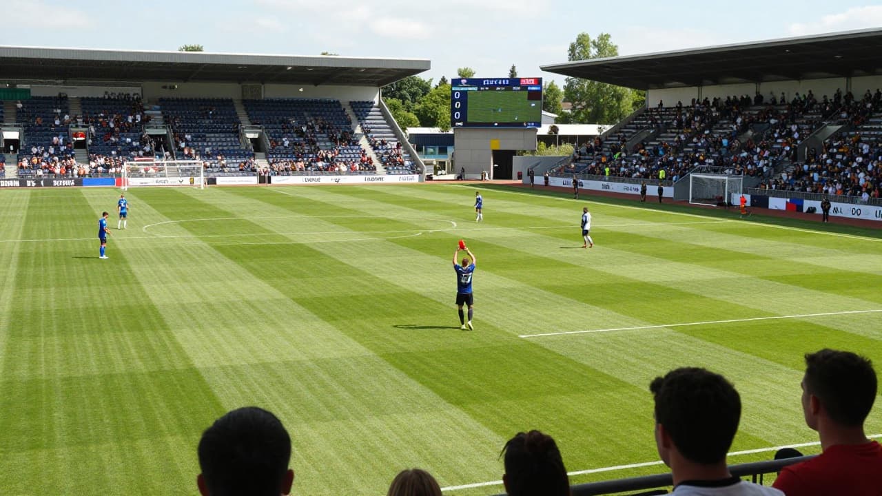 Player receiving a red card on the pitch