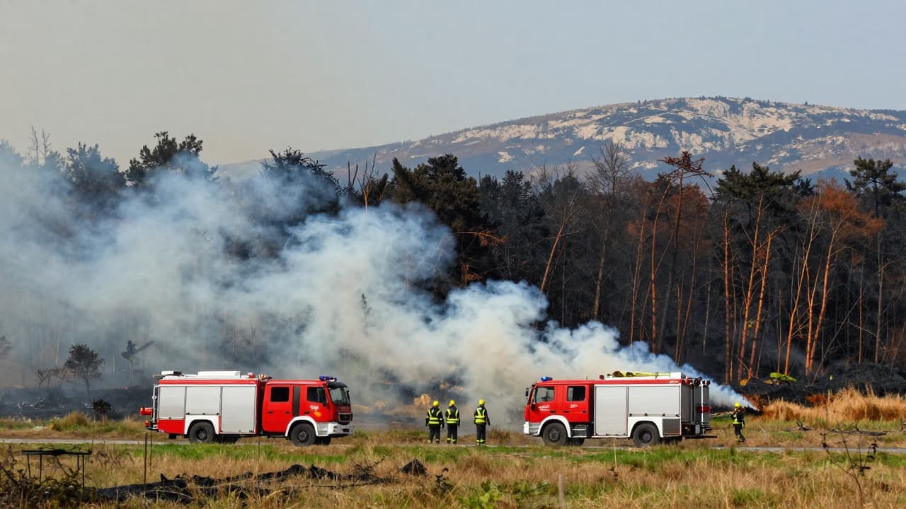 Vatrogasci gaše požar na opožrenom terenu