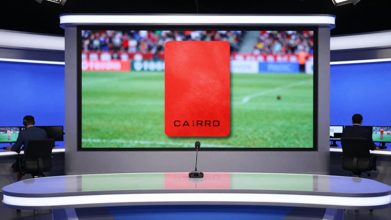 Red card on the studio screen