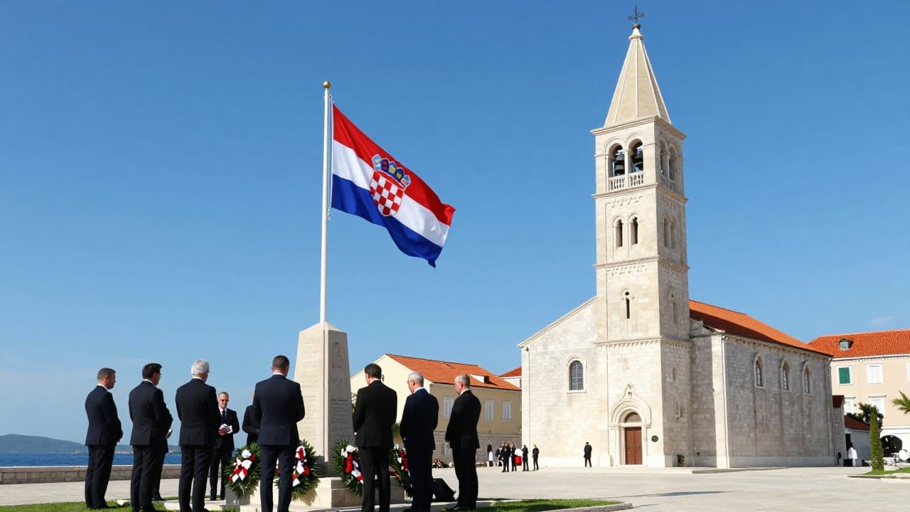 Hrvatska zastava na crkvenom zvoniku