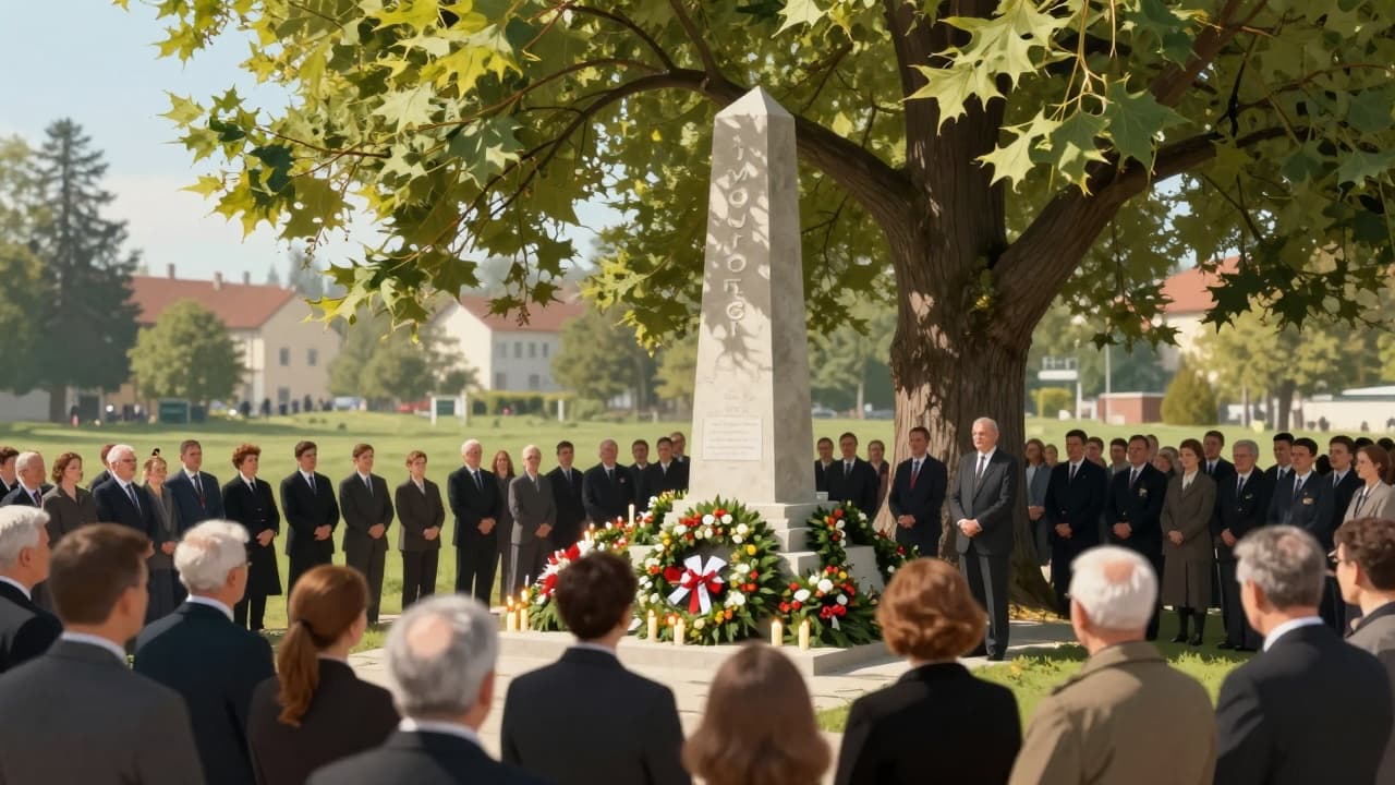 Wreaths laid at the memorial in Mošćenica
