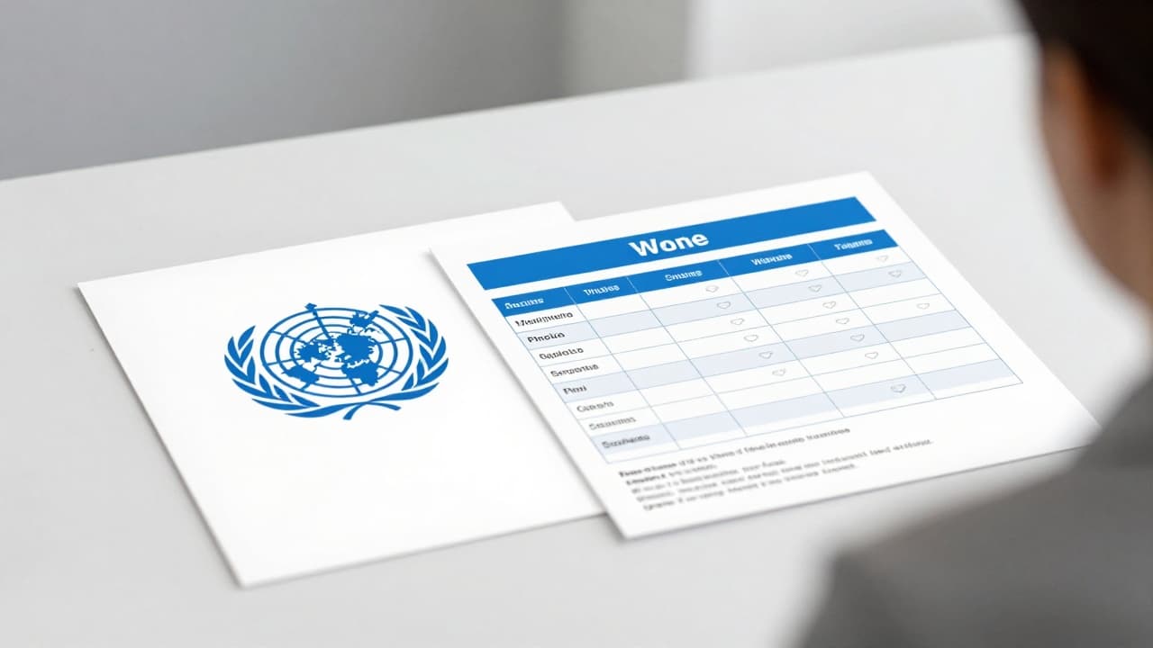 Logo of the WHO and vaccination documents