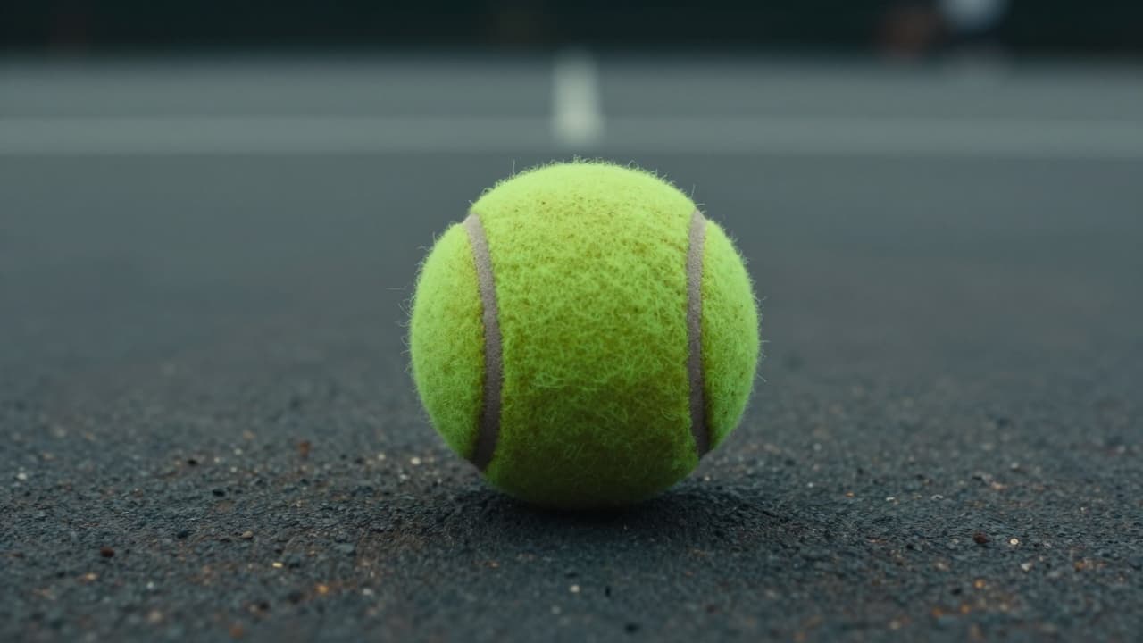 Tennis ball on cracked ground