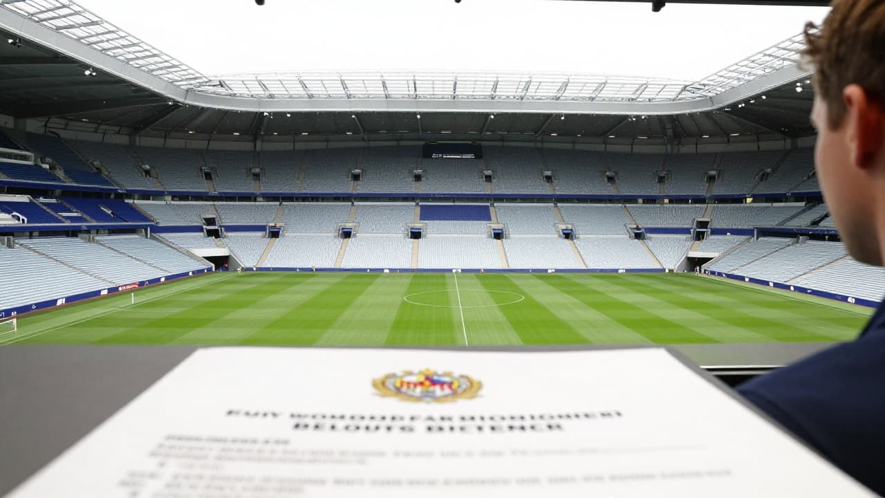 Prazan stadion s dokumentima i pečatom regulatora