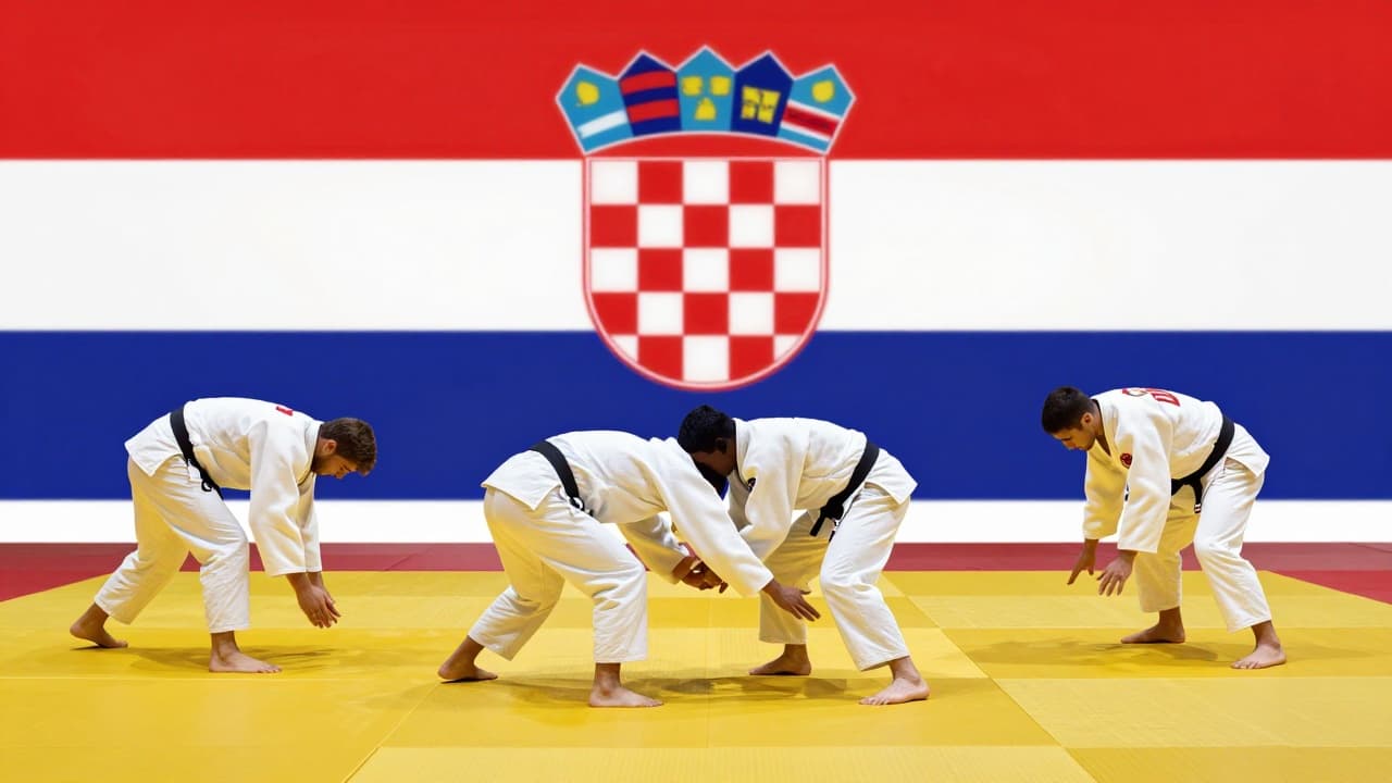 Judoka in a fight for victory