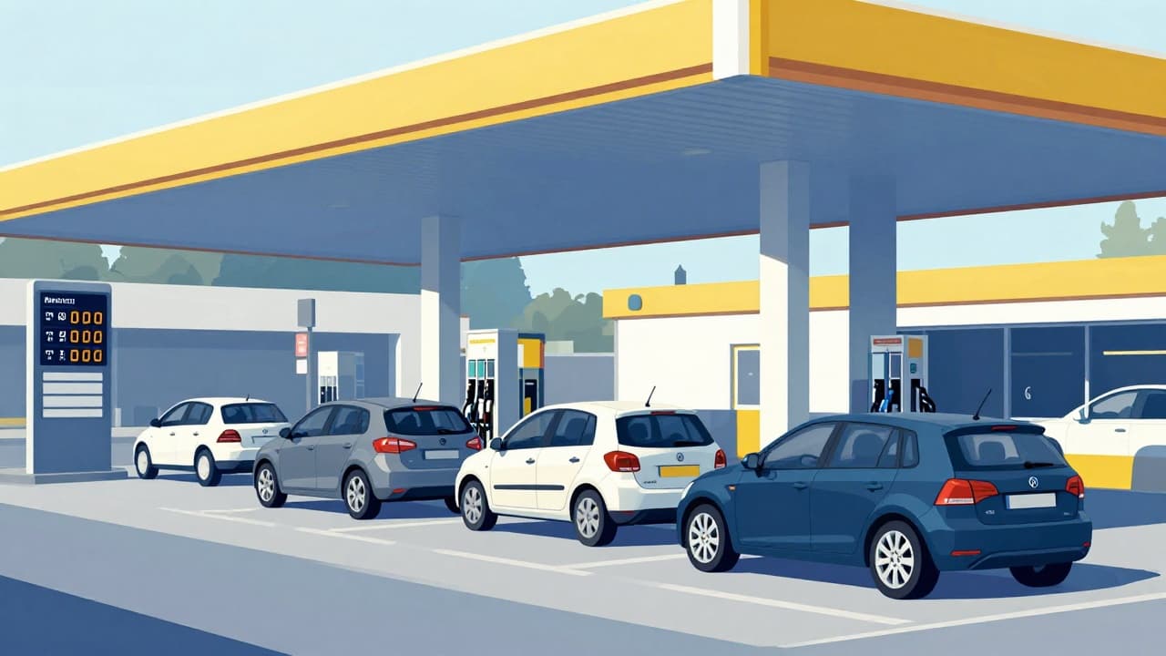 Automobili u redu za točenje benzina