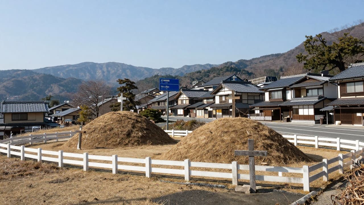 Tomb in the Japanese village of Shingo