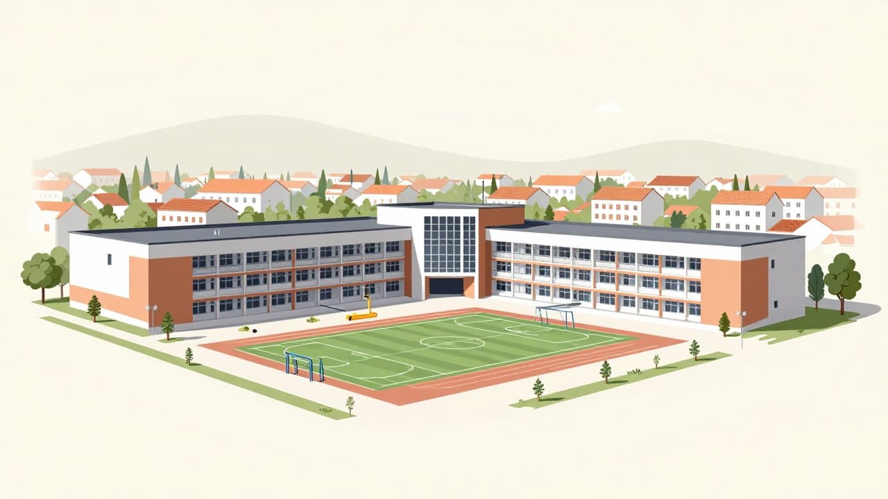 Construction of a school building and sports hall