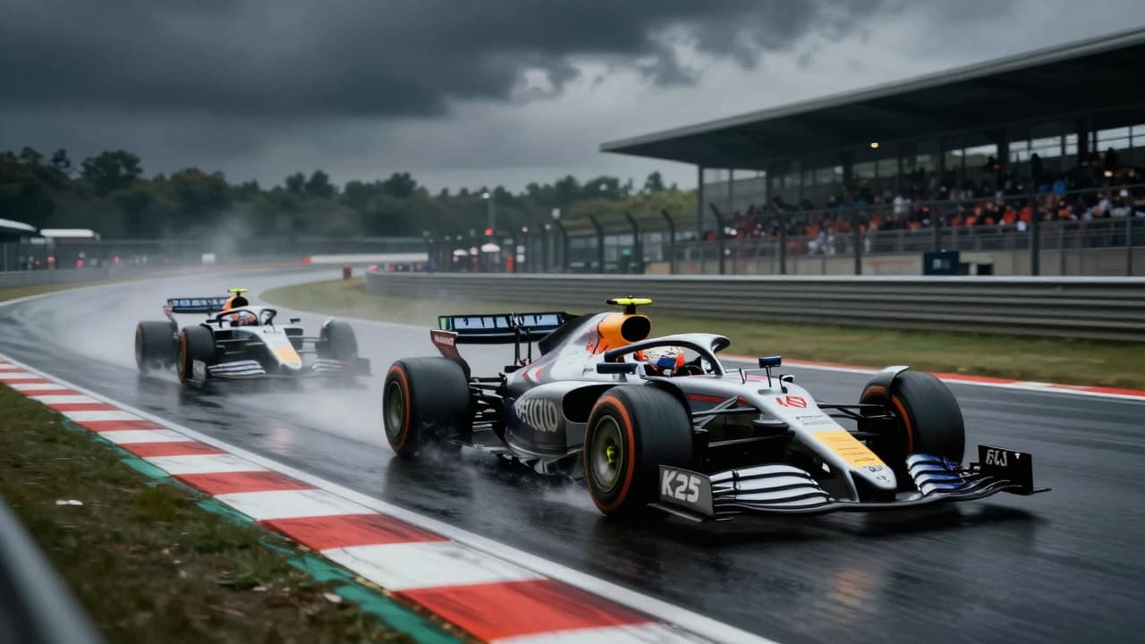 Formula 1 bolidi na mokroj stazi