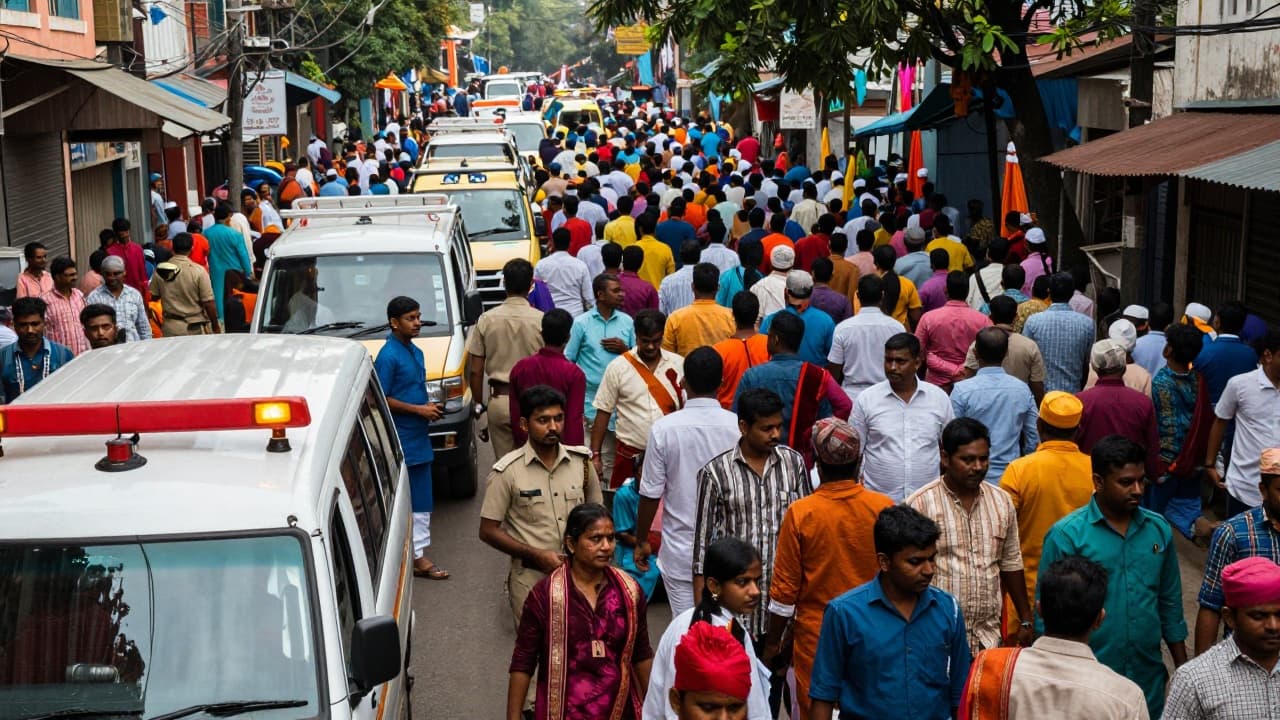 Crowds and emergency services at the festival