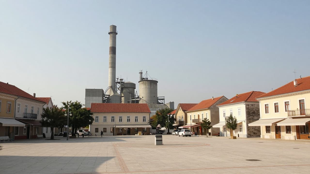 View of the industrial facility in Našice