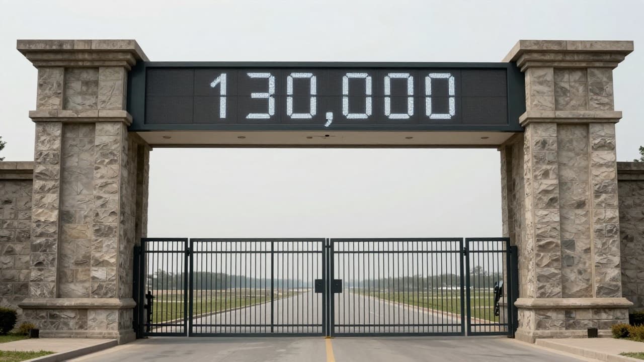 Symbol of the border with the number 130,000