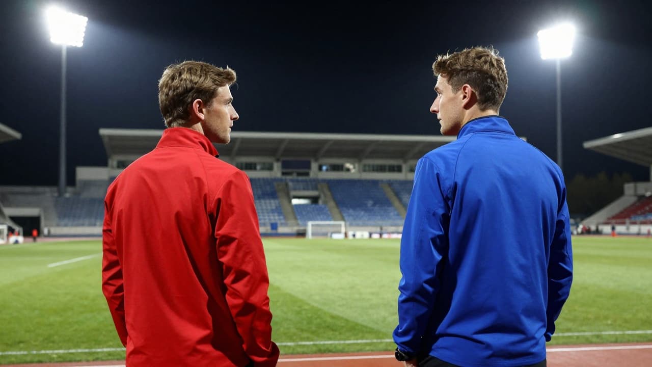 Two anonymous figures on the pitch