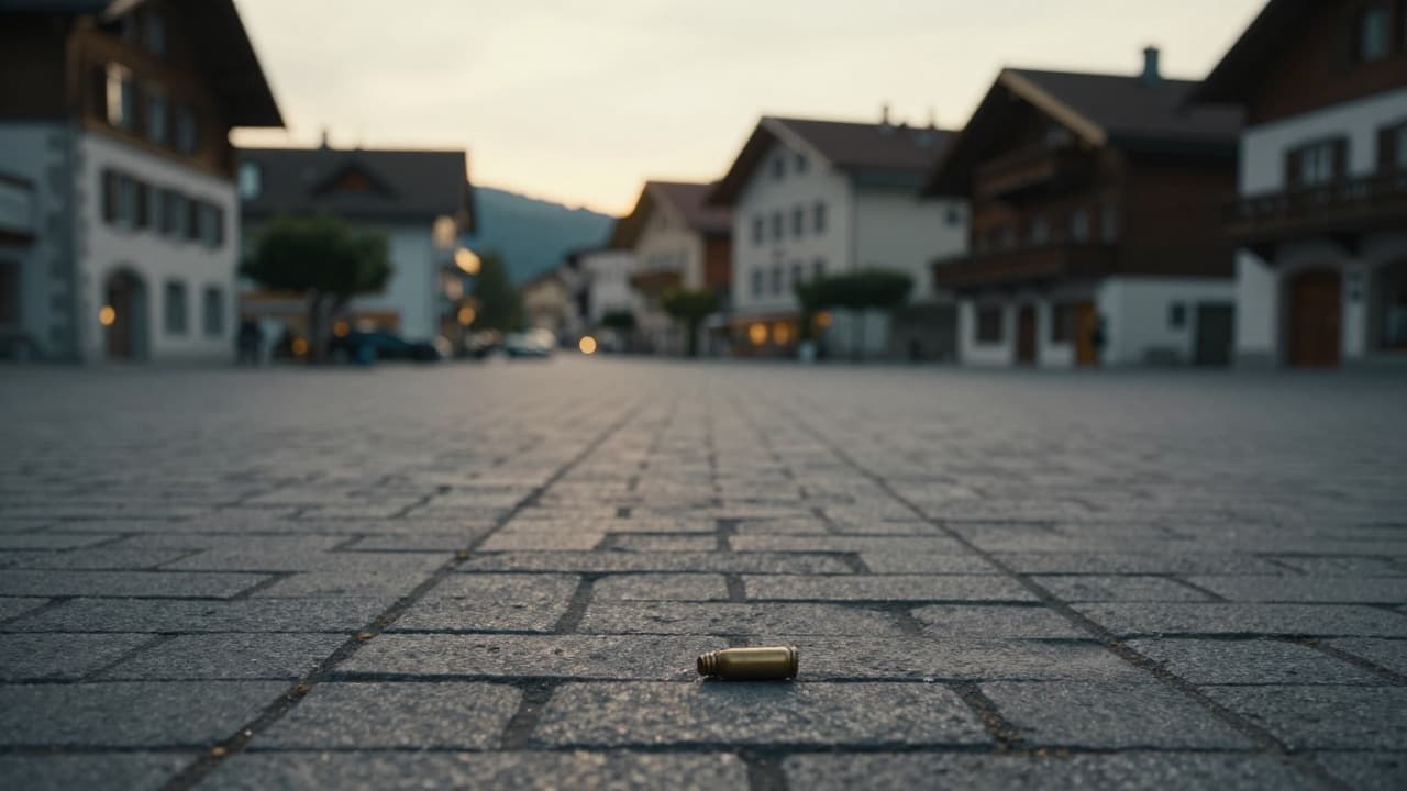 Empty square in a Swiss town