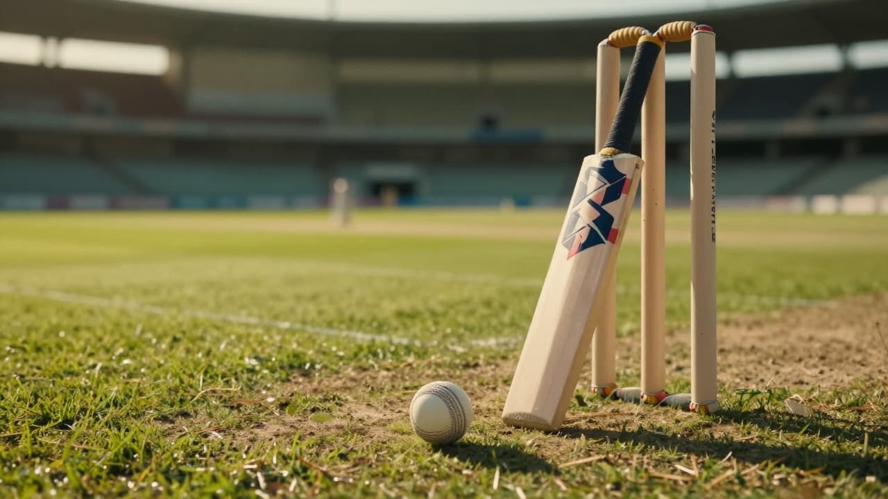 Cricket bat on grass
