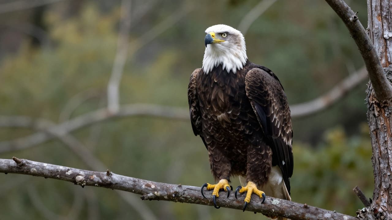 White-headed eagle on a branch