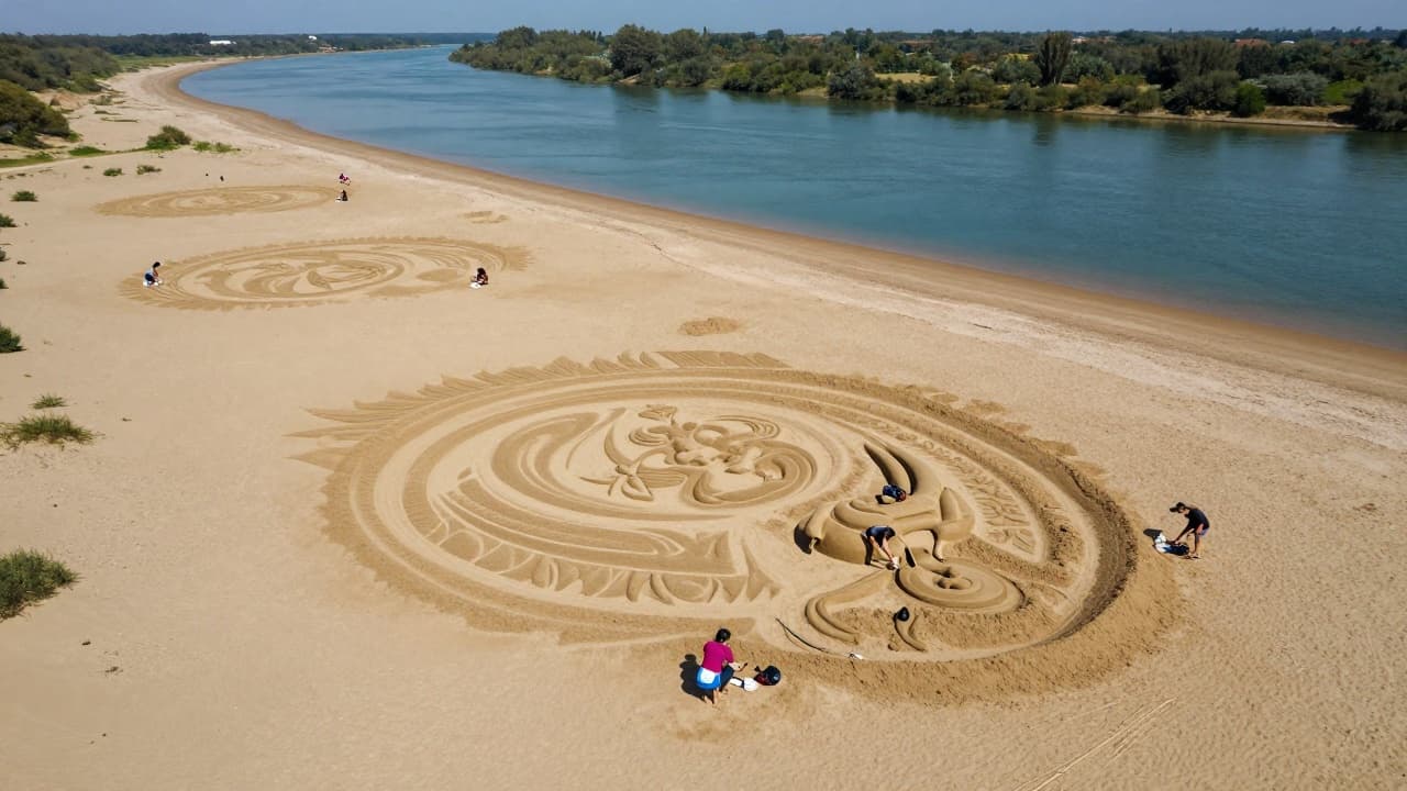 Pješčani crteži na plaži