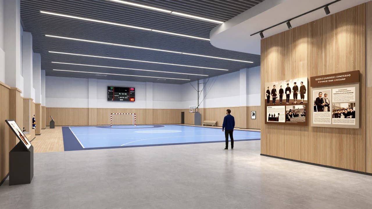 Navijači razgledavaju izložbu u sportskoj dvorani