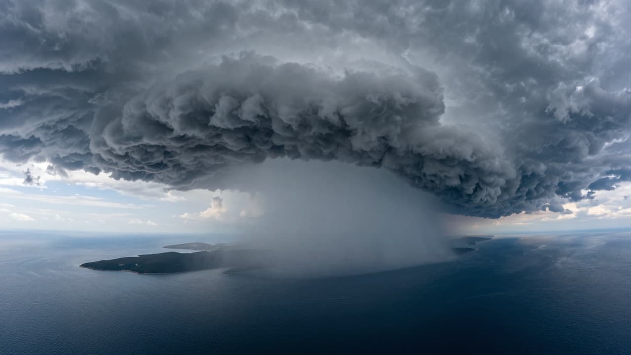Simbolizacija olujnog sustava iznad mora