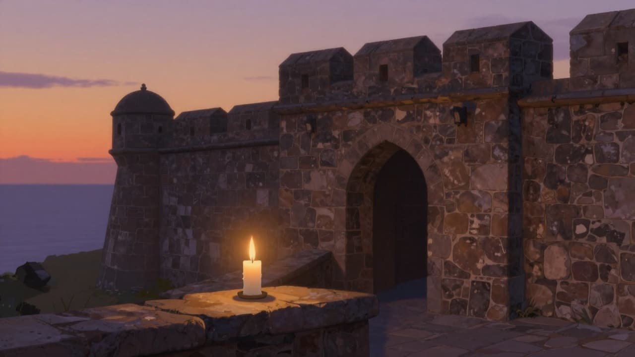 Stari zid s bijelom svijećom