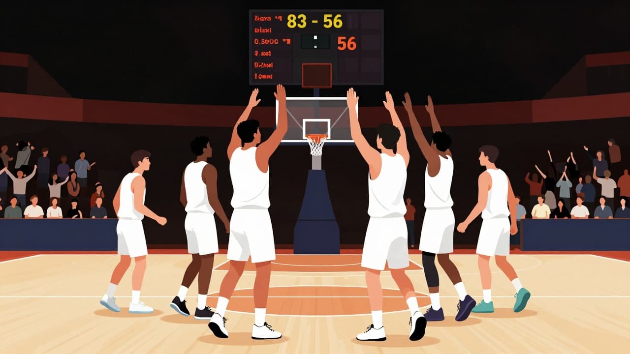 Players in white jerseys celebrate the victory