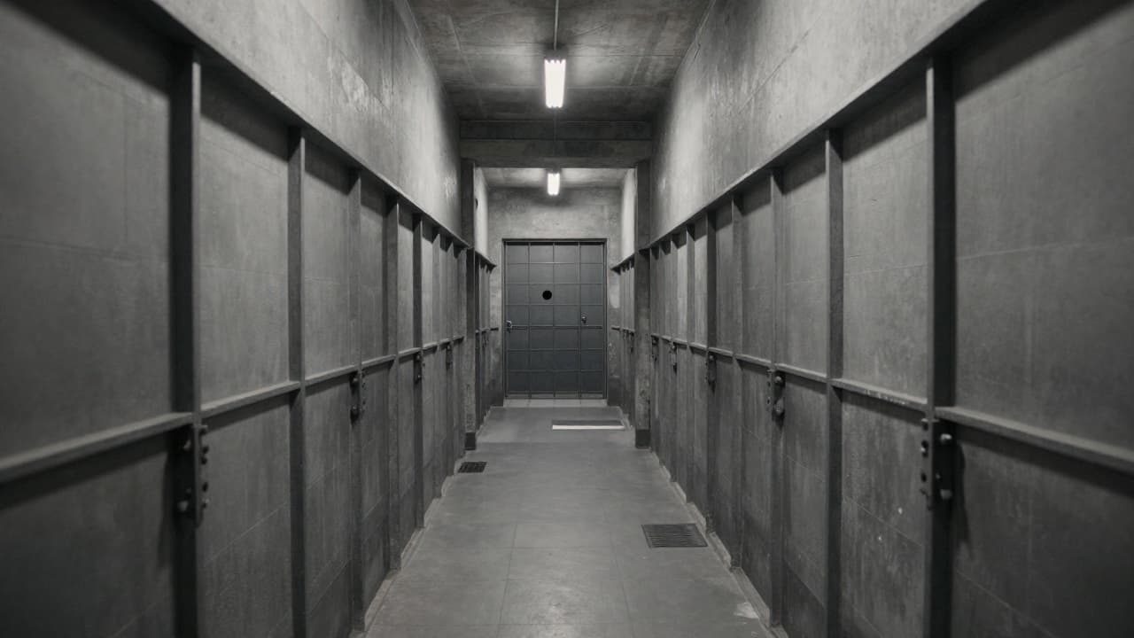 Dark prison corridor