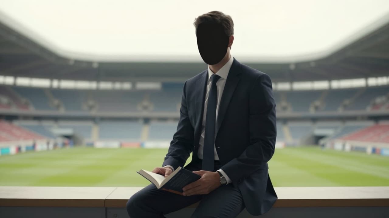 Sir Alex Ferguson u odijelu, naslone se na stolu s knjigom