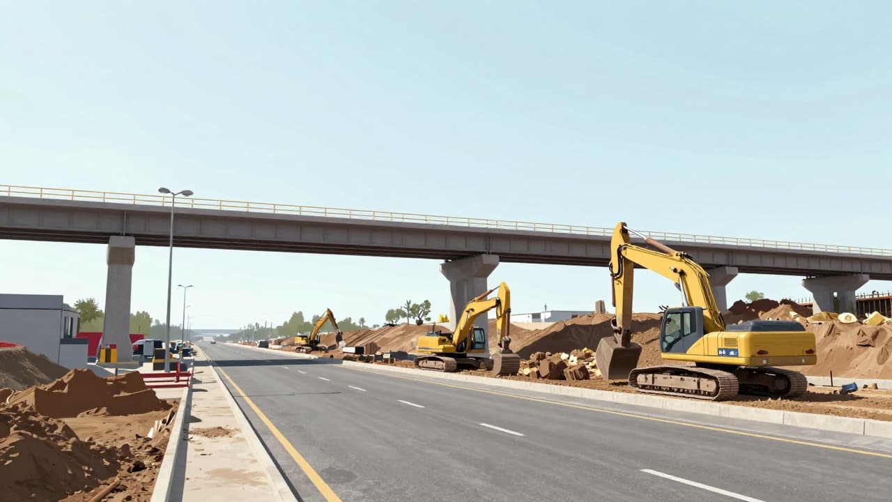 Construction of the new bridge in progress