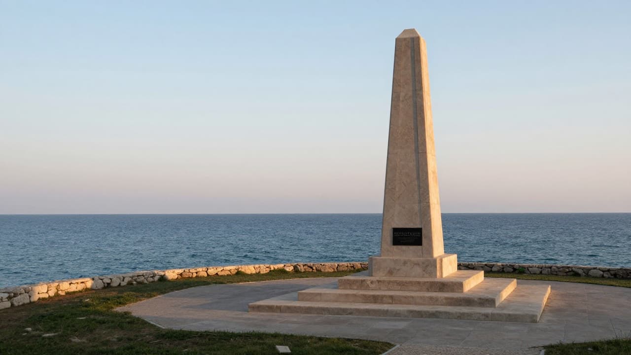 Memorial plaque by the sea