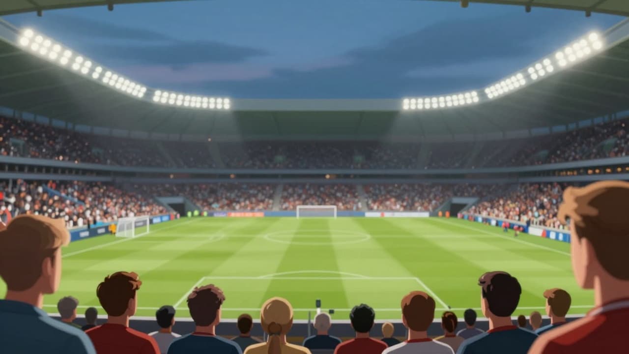 Noćna atmosfera na punom nogometnom stadionu