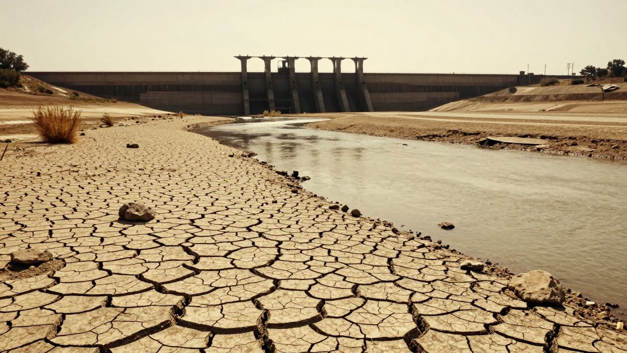 Low water level in the river