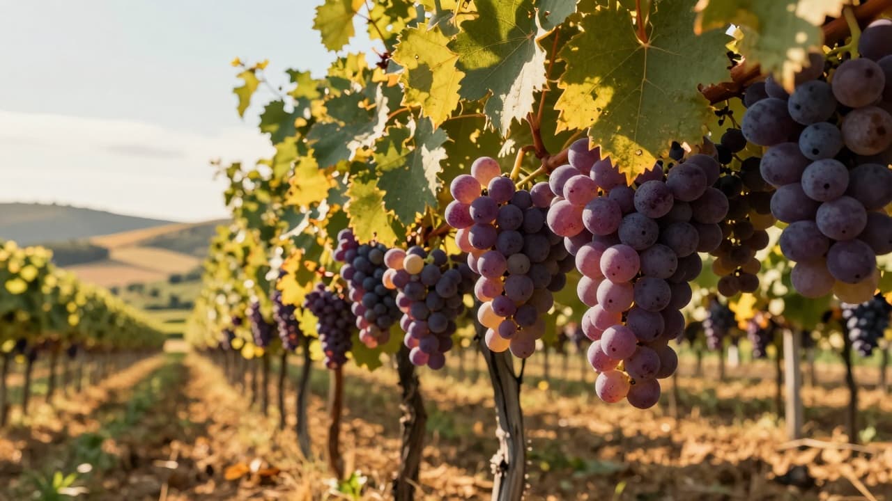 Ripe grapes on the vine