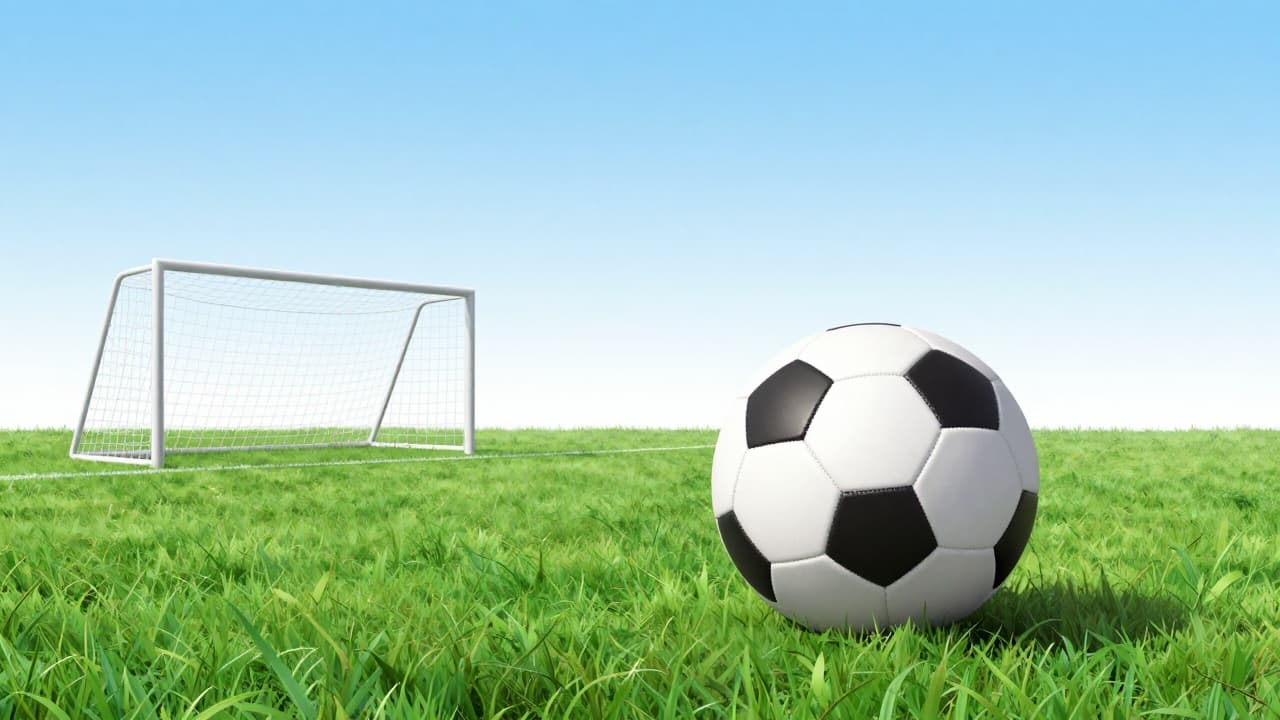 A football ball on a green pitch
