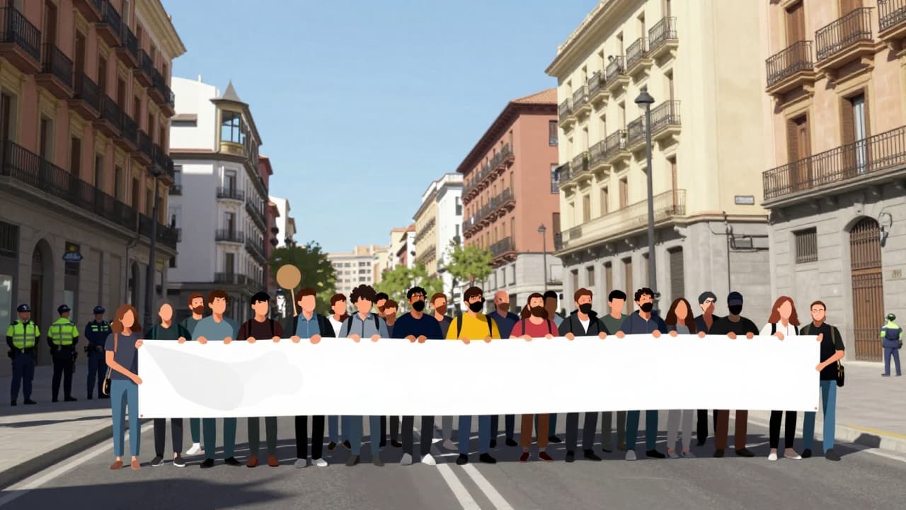 Prosvjednici s transparentima na ulici