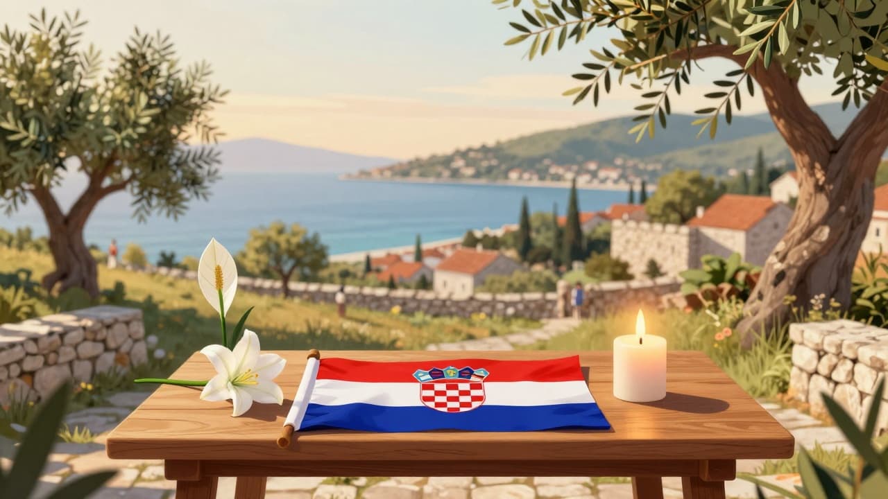 Hrvatska zastava u vjetrovitoj prirodi