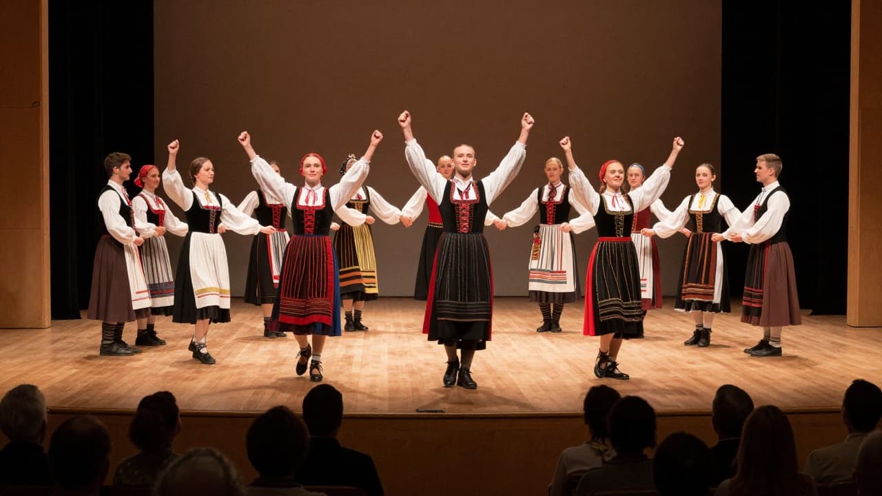 Izvođači u narodnim nošnjama na pozornici