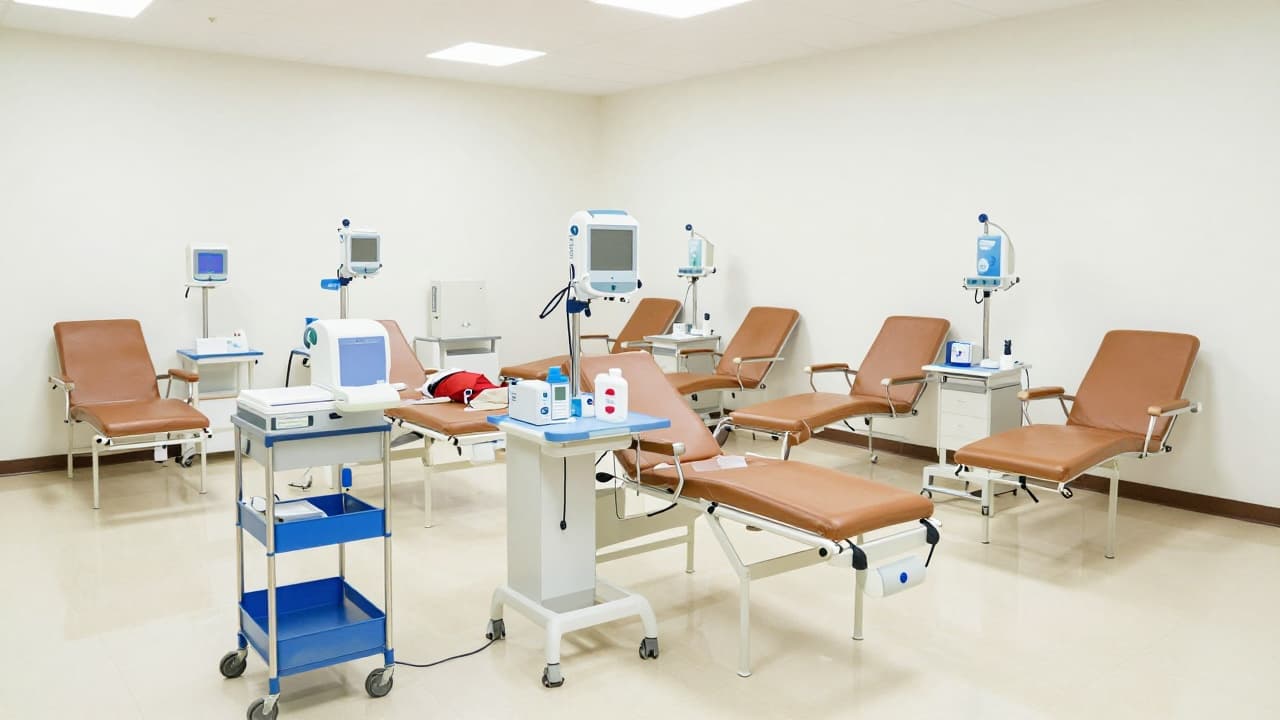 Empty table for blood donation